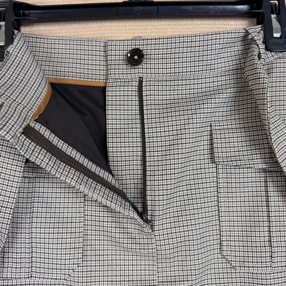 Calvin Klein Womens Houndstooth Tie Waist Pencil Skirt Black White Size 8